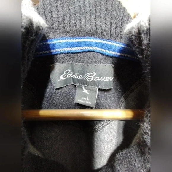 Eddie Bauer 1/4 Zip Heatheted Gray Sweater in Mens size Large Office Casual - Picture 6 of 6